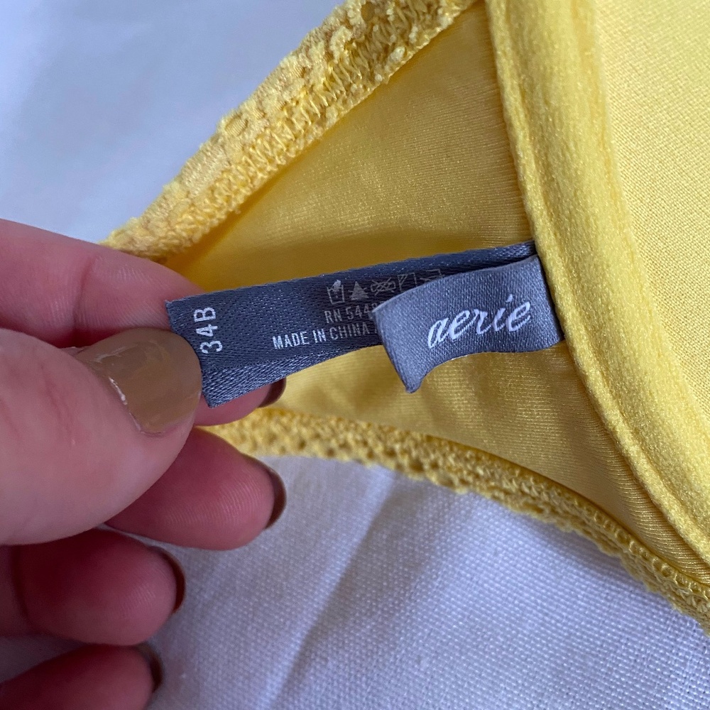 Aerie American Eagle Yellow Mesh Bikini Top 34B - Picture 7 of 8
